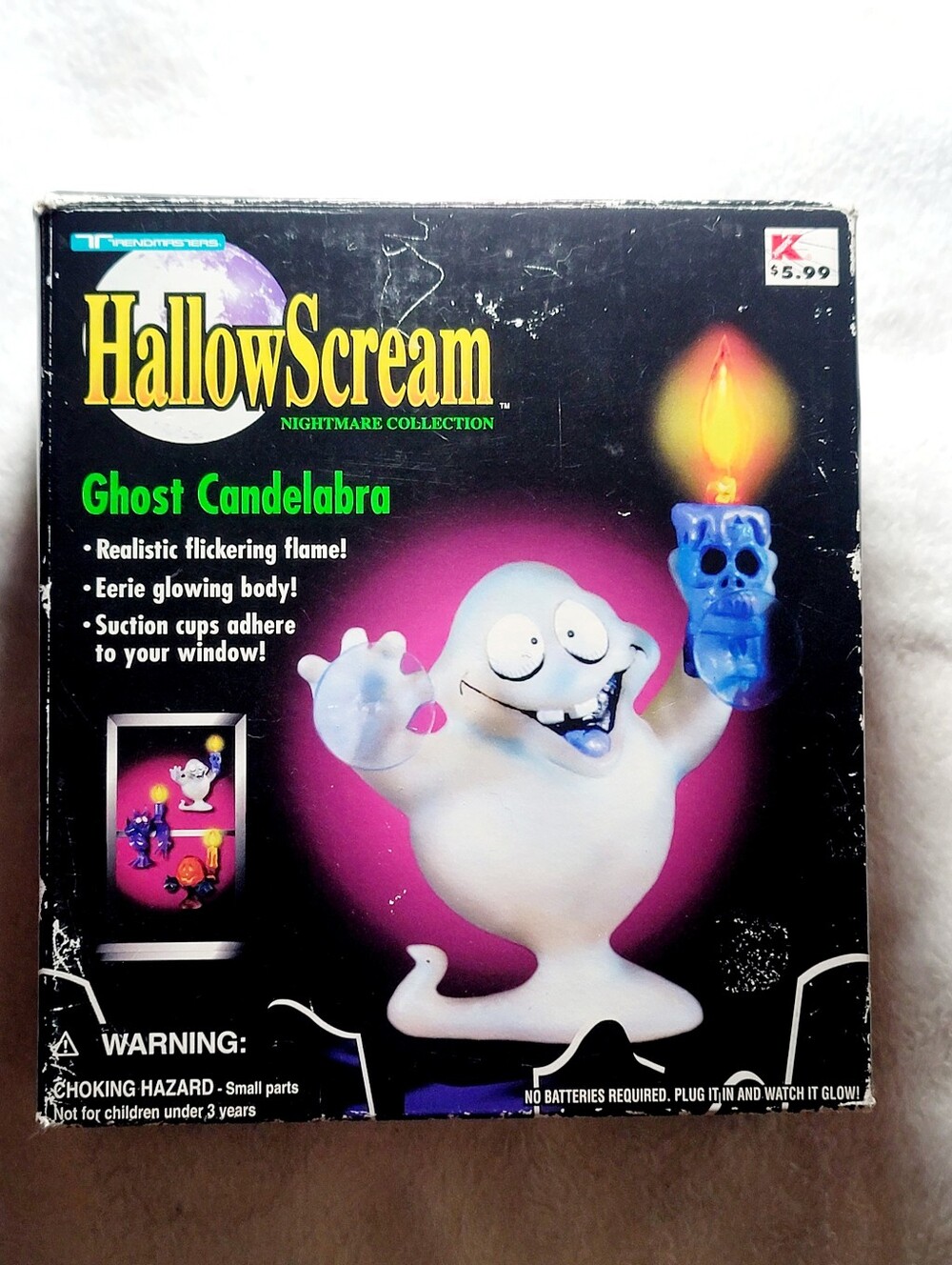 Vintage 1997 Trendmasters HallowScream Ghost Candelabra Halloween Light CIB Work